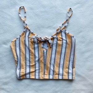 Yellow and black striped crop top